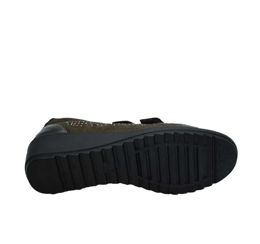 ZAPATO AMARPIES AJH22401 DOBLE VELCRO COMBINADO CHAROL TAUPE PARA MUJER PLANTILLA ACOLCHADA MEMORY SPONGE 27465
