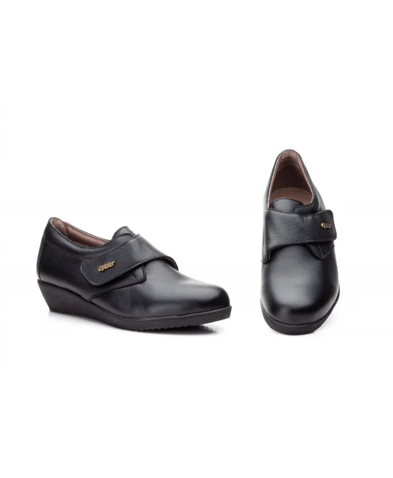 Zapatos Mujer Piel Negro Velcro