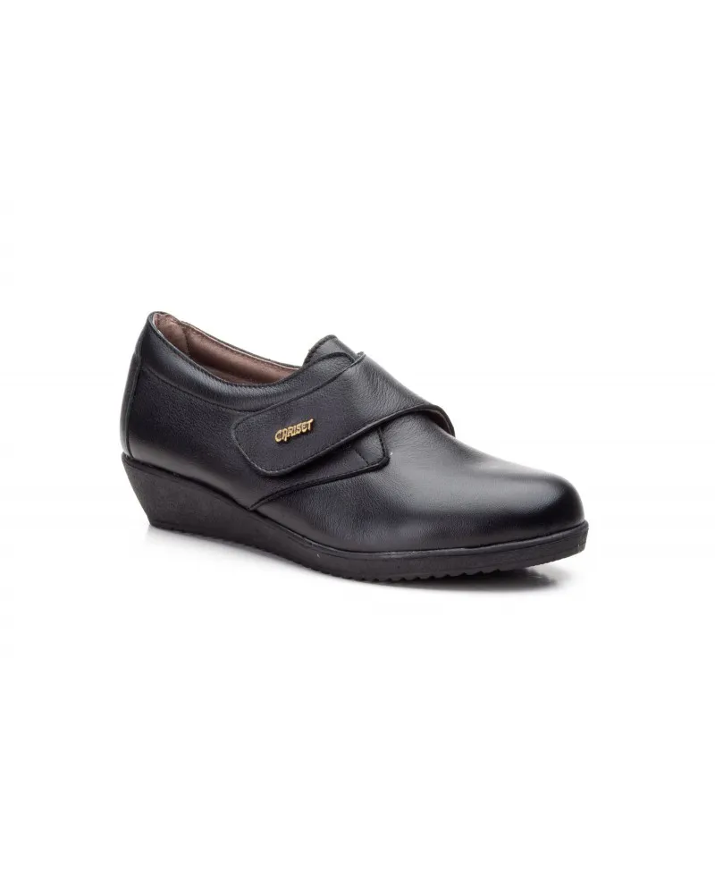 Zapatos Mujer Piel Negro Velcro