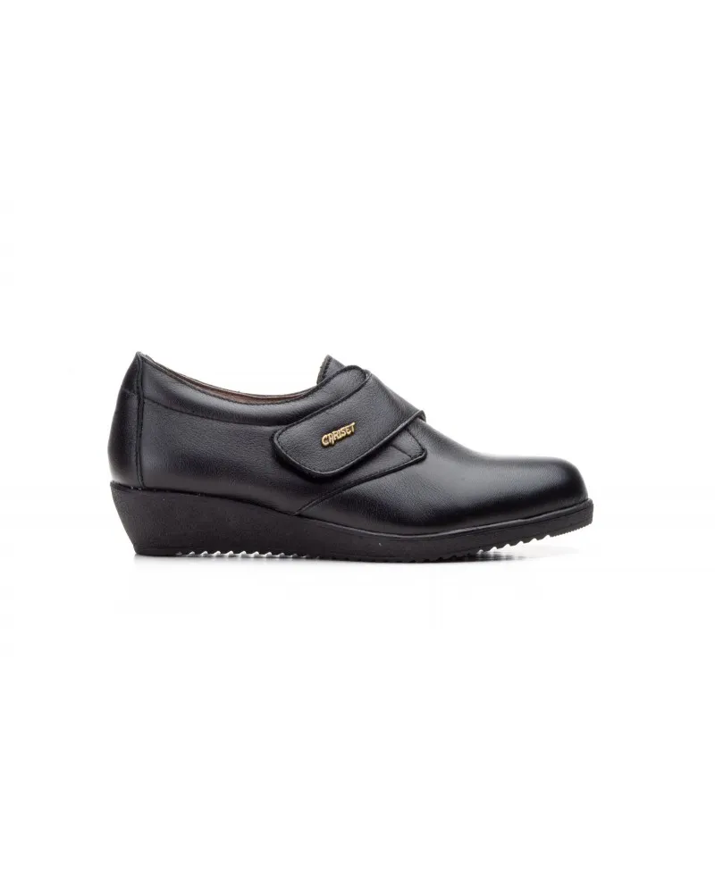 Zapatos Mujer Piel Negro Velcro