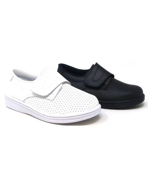 ZUECO CERRADO PICADO VELCRO PIEL CABALLERO PERCLA 293